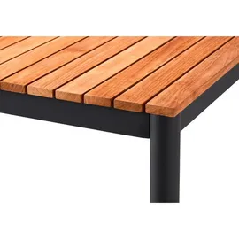 Cinas Gardenson Gartentisch MOOD Classic, Anthrazit, Teak, Holz, Metall, Teakholz, vollmassiv, rechteckig, Rundrohr, 100x74x208 cm, rostfrei, Gartenmöbel, Gartentische,