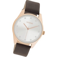 OOZOO Quarzuhr Oozoo Damen Armbanduhr Timepieces, (Analoguhr), Damenuhr Lederarmband braun, rundes Gehäuse, mittel (ca. 38mm) braun