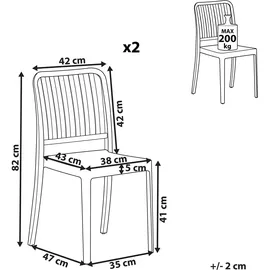 Beliani Sersale Gartenstuhl 42 x 42 x 82 cm weiß 2 St.