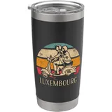 Luxemburg Vintage Scooter Retro Sunset Distressed Design Doppelwandiger Edelstahl-Thermobecher
