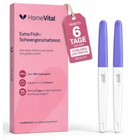 HomeVital Schwangerschaftstest Frühtest – bereits 6 Tage vor Ausbleiben der Periode möglich, über 99% Genauigkeit, hCG Urintest zur Früherkennung, 10 mIU/ml, Pregnancy Test SSW SS Test, 2er Pack