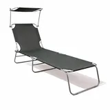 Mojawo 3-Bein Gartenliege 186 x 55 x 24 cm Schwarz