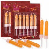 MIJOMA 12er Set Peniskerzen – Lustige Geburtstagskerzen mit Kunststoffhalter – Witzige Tortenkerzen für Geburtstag, JGA & Party – Freche Spaßkerzen als Scherzartikel & Deko (Beige)