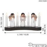 Star Trading LED Kerzen, Kerzenständer mit 4 Glühbirnen E10 warmweiß, Weihnachtsfigur, Engel aus Holz, Kabelschalter, Länge: 31 cm