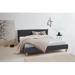 Polsterbett OTTO PRODUCTS "Heddi", schwarz, B:185cm H:82cm L:212cm, Bezug Struktur fein (100% recyceltes Polyester), Betten, Polsterbett Polsterbett ohne Bettkasten, in 5 Breiten: von 90cm-200cm, Biese am Kopfteil, Strukturstoff