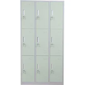 Mendler Schließfach Boston T829, Schließfachschrank Wertfachschrank Spind, Metall 9 Fächer ~ grün
