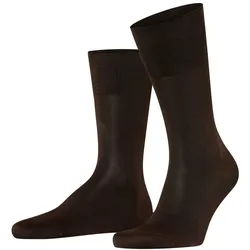 FALKE Herren Socken - Tiago, Strümpfe, Baumwolle, Logo, lang, einfarbig Dunkelbraun 43-44
