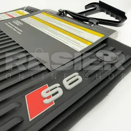 Audi 4G1061221B 041 Gummi Fußmatten mit S6 Logo Original Audi Allwettermatten 2X vorn Gummimatten schwarz