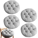 LOMUG 4er Set Sitzkissen Outdoor Rund 40cm Bodenkissen Rund Waschbare Sitzpolster Stuhlauflage Stuhlkissen Polster Auflage für Outdoor Indoor Gartenstuhl Büro Konferenzraum Esszimmerstuhl (Dunkelgrau)