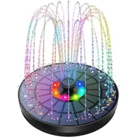 Schwimmender Led-solarbrunnen Für Den Außenbereich Mit 3-w-solar-teichpumpe, Akku, Farbigen Led-leuchten Und 7 Düsen – Ja--