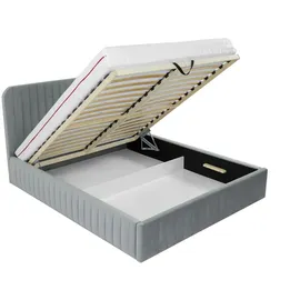 Mirjan24 Polsterbett, Hellgrau, Textil, Rechteckig, 160x200 cm, Schlafzimmer, Betten, Polsterbetten