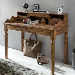 Kadima Design Landhaustisch aus Sheesham-Holz, Vintage-Look, mit 3 Schubladen, praktisch und stilvoll. 115x60x100 cm