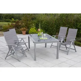 gardenson Gartengarnitur 5-tlg. Taviano Metall/Textil/Glas