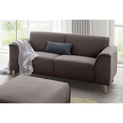 2-Sitzer ANDAS "Janek", grau (stone), B:178cm H:81cm T:90cm, Struktur fein ( 100% Polyester), Struktur weich (92% Polyester, 8% Nylon), Struktur weich (92% Polyester, 8% Nylon), Sofas, mit Federkern und Keder in scandinavischem Design