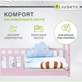 Juskys Kinderbett Marli 80 x 160 cm Kiefer massiv rosa