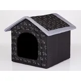 Hobbydog Hundehütte Hundehöhle Tierbett mit Reißverschlussdach, faltbar und pflegeleicht, Schaumstoffwände, wasserabweisend, 6 Größen schwarz R3 46x52x53 cm