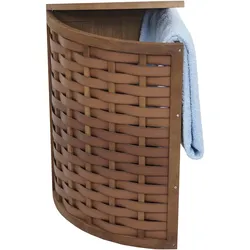 Eck-Wäschekorb MCW-H87, Wäschebox Wäschesammler Wäschebehälter Wäschesortierer, Holz 70L 66x53x38cm ~ braun