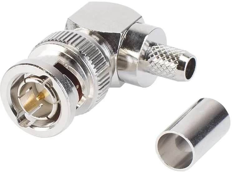 HICON BNC Crimp-Kabelstecker, abgewinkelt, nickelfarben