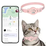 Katzenhalsband mit GPS für kleine Katze und Hund Nur Android, GPS Tracker Katze Ohne ABO, Keine monatlichen Gebühren, SIM-Karte, katzentracker kompatibel GOO- gle Find hub (Halsband Tracker pink)