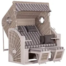 deVries Pure Cliff XXL Sun PE Teak/Grau inkl. Klapptisch/Fußstützen/Bullauge