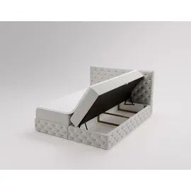 kaiser möbel Chesterfield-Kontinentalbett Luxury Stoff Royal Velvet Silber 120x200 cm - Silber