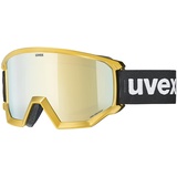 Uvex athletic CV yellow-chrome, - Skibrille für Damen und Herren - konstraststeigernd - vergrößertes, beschlagfreies Sichtfeld - yellow-chrome/gold-green - one size