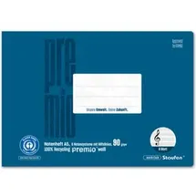 Staufen Notenheft Premio, 040791015 Recycling, Lineatur 14, A5, 6 Notenzeilen pro Seite, Notenlinien mit Hilfslinien, 8 Blatt