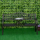 Gartenbank 3-in-2-Sitzer mit ausklappbarem Tisch, Parkbank Metallrahmen pulverbeschichtet, Sitzbank wetterfest, Schwarz | 150x58,5x90 cm | bis 240 kg - Schwarz