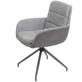 Mendler Esszimmerstuhl HWC-K32, Küchenstuhl Lehnstuhl Stuhl, drehbar Auto-Position, Stoff MVG ~ grau-dunkelgrau