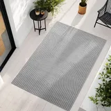 Teppium Teppich Wohnzimmer, Schlafzimmer, Wintergarten, Kurzflor Grau, Hoch-Tief-Effekt, weich & waschbar, Outdoor geeignet, pflegeleicht, 160x230 cm