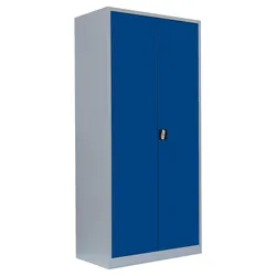 2x Flügeltürenschrank Metallschrank abschließbar 4,5 OH und 5 OH  lichtgrau/enzianblau