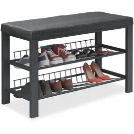 Relaxdays Schuhbank 82 x 50,5 x 33 cm schwarz / schwarz