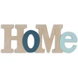 levandeo 3D Schriftzug Home 35x13cm Holz Blau Natur Buchstaben Deko