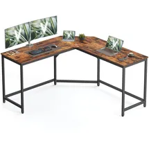VASAGLE Schreibtisch braun L-Form, O-Fuß-Gestell schwarz 149,0 x 149 cm x 76 cm Braun-Schwarz