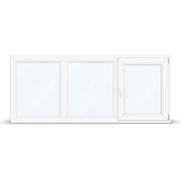 Dreiflügelige Fenster, Kunststofffenster aluplast Ideal 4000, Weiß, 1250 x 635 mm, 2-fach Verglasung, individuell konfigurieren