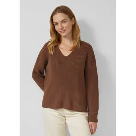 s.Oliver Grobstrickpullover mit V-Ausschnitt Braun 46