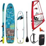 F2 Set Travel SUP 12'5" mit Windsurfsegel Checker 2qm BLAU ONE SIZE