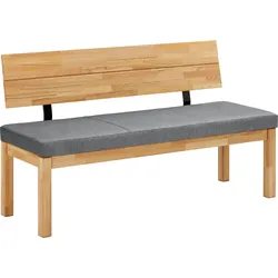 Sitzbank MASSIVLINE & MORE "Roberto", grau (grau, kernbuche), B:130cm H:83cm T:54,5cm, Massivholz, Polyester, Sitzbänke, Massivholz