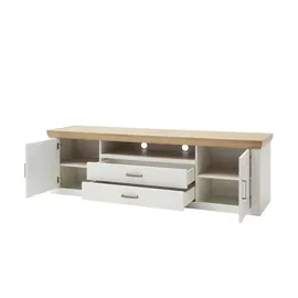 maison bleue Xanten Lowboard 198x63x52 cm Weiß MDF, Spanplatte, Melamin, Holzwerkstoff