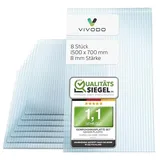 Vivodo Gewächshausplatten 8 Stk. | Hohlkammerplatten Doppelstegplatten 8mm | Platten für Gewächshaus | 700 x 1500 mm