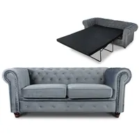 Sofnet Schlafsofa Asti 2 Bis, mit Schlaffunktion, Chesterfield Sofa 2-er, Sofagarnitur, Bettsofa grau