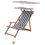 Erst-Holz Gartenliege blau-weiß Liegestuhl Tisch Kissen Sonnenliege Deckchair Buche dunkel 10-317 T KD