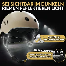 SKATEWIZ Fahrradhelm Skaterhelm für Kinder und Jugendliche Beige S 49-53cm