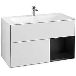Villeroy und Boch Finion Waschtischunterschrank G040PDMT 99,6x59,1cm, Emotion, Regal rechts Black matt lacquer, White matt lacquer