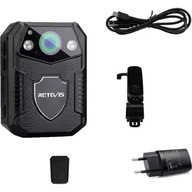 Retevis RT77 Körper Kamera Mini HD 1080P 21MP Polizeikamera getragen Videokamera 150°Blickfeld Sicherheit IR Nachtsicht 2650mAh IP54 Body-Cam(16GB) - Schwarz