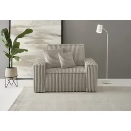 OTTO home Loveseat FINNLEY Cord 120 x 85 x 86 cm Grau inkl. Zierkissen