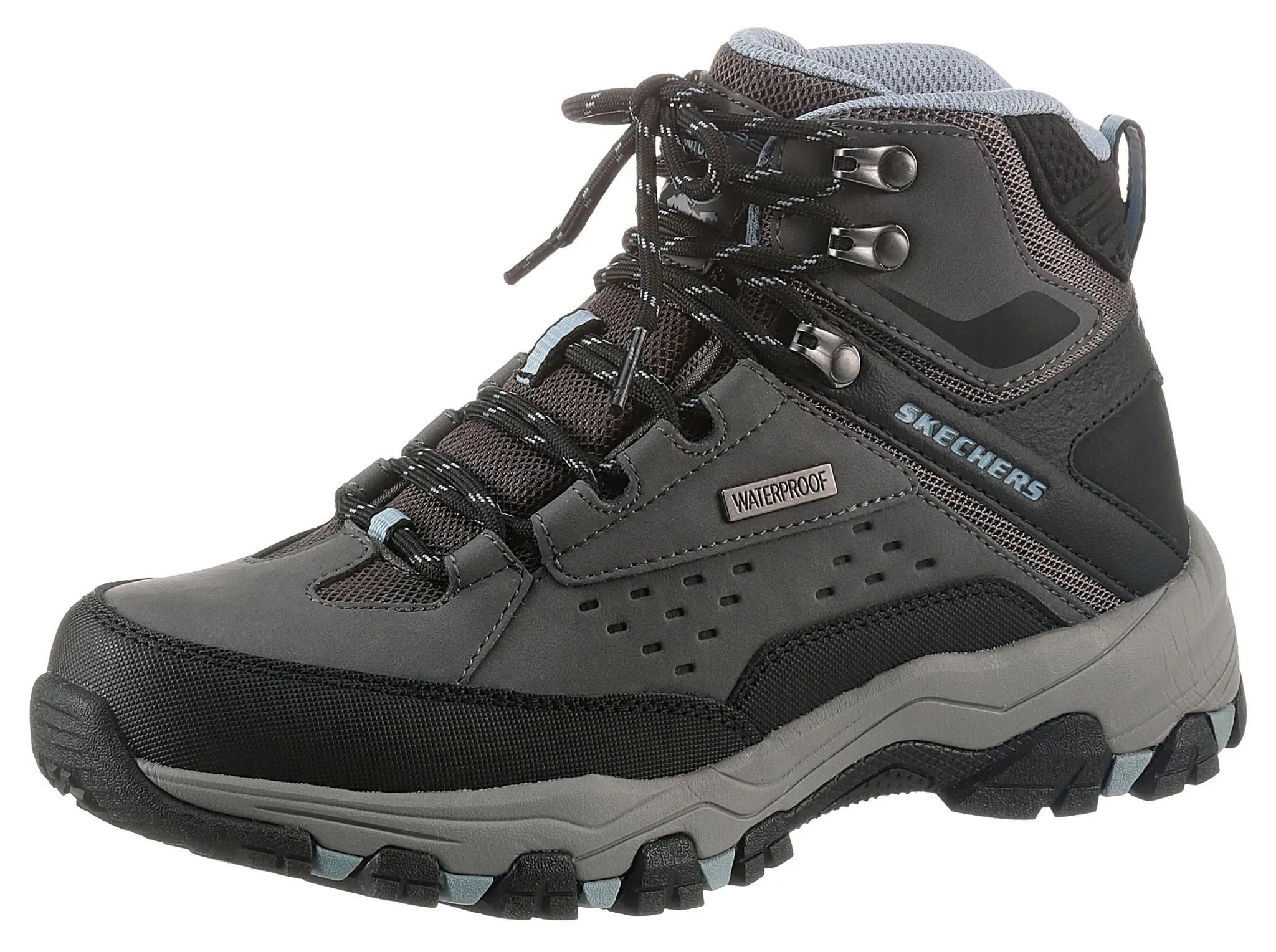 Schnürboots SKECHERS "SELMEN" Gr. 35, grau (grau, schwarz) Damen Schuhe Boots Schnürstiefeletten ideal für Outdoor-Aktivitäten