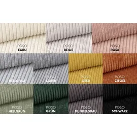 kaiser möbel Ecksofa Designer MODENA STUDIO stoff Dicker cord Poso Dunkelgrau Links