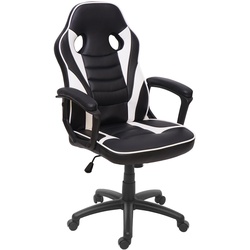Bürostuhl MCW-F59, Schreibtischstuhl Drehstuhl Racing-Chair Gaming-Chair, Kunstleder ~ schwarz/weiß