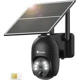 Ctronics 4G LTE Outdoor Solar Wireless Überwachungskamera SIM -Karte, 2K HD PTZ IP ohne WLAN, 10400 mAh Akku, PC/FTP/Cloud, Color Night Vision,